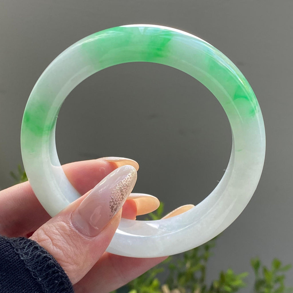 细糯种白底青平安镯（56圈）（yc225409）