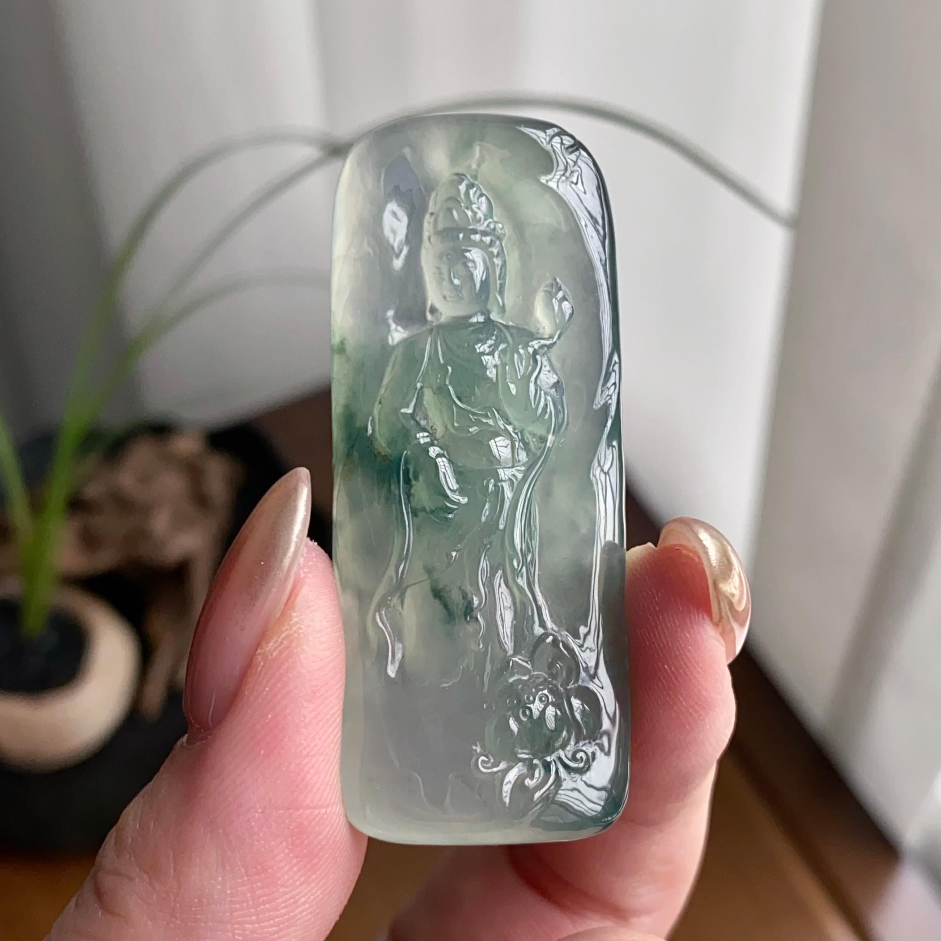 冰种飘花度母吊坠（yc260837）