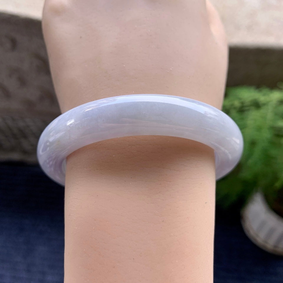 细糯种淡紫罗兰洒金平安镯（56.2mm）（yc093326）