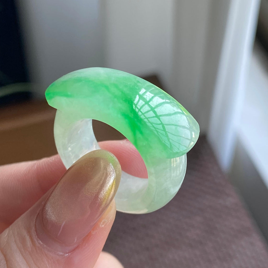 糯冰种金丝阳绿扳指（yc267891）