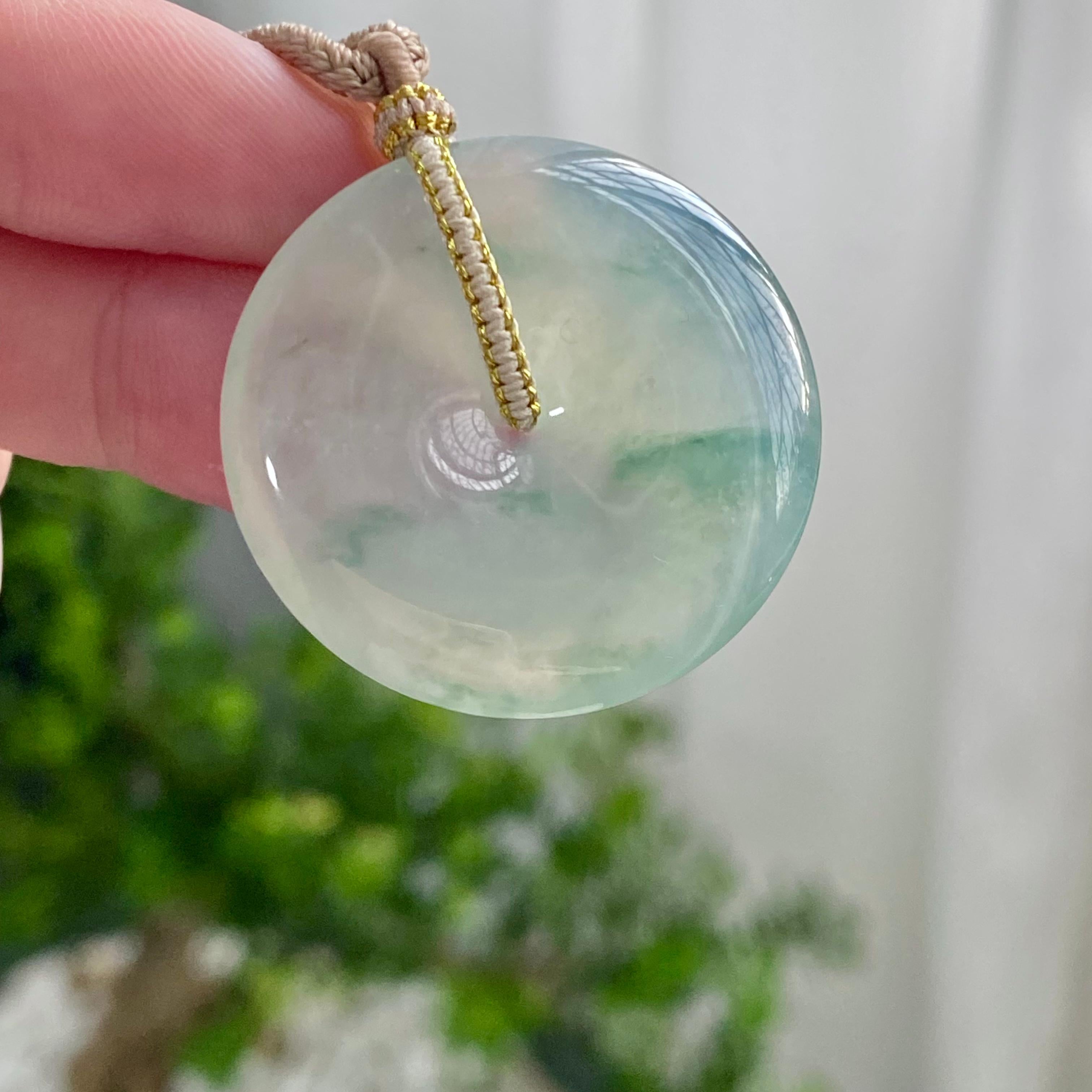 冰种飘花平安扣吊坠（yc200180）