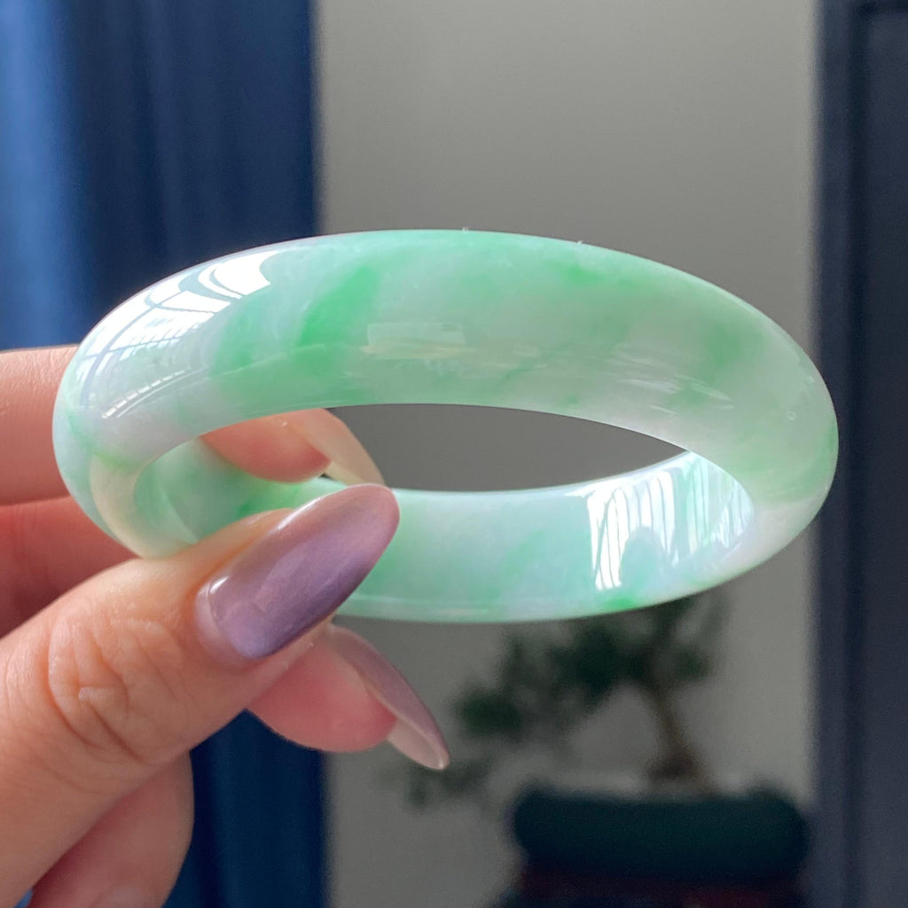 细糯种白底青平安镯手镯（53圈）（yc195685）