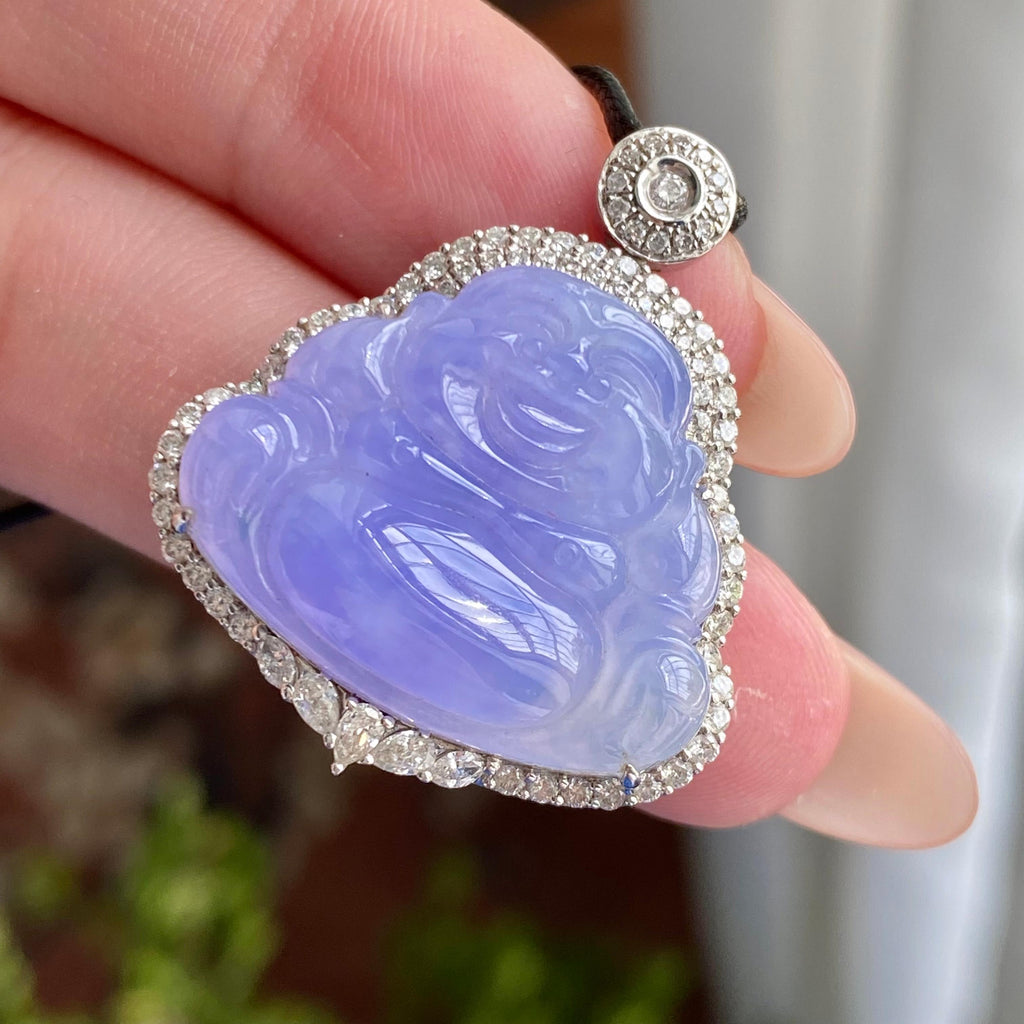 18k金钻镶冰种紫罗兰佛公吊坠（yc235114）