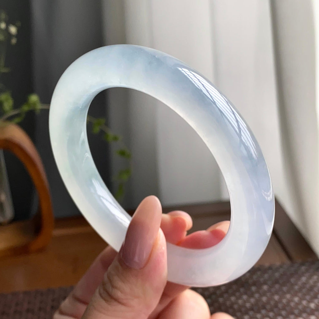 冰种白月光圆条手镯（58圈）（yc247600）