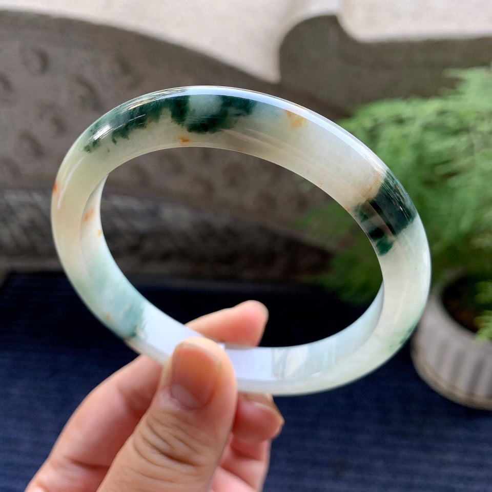 细糯种飘花洒金平安镯（64mm）（yc093343）