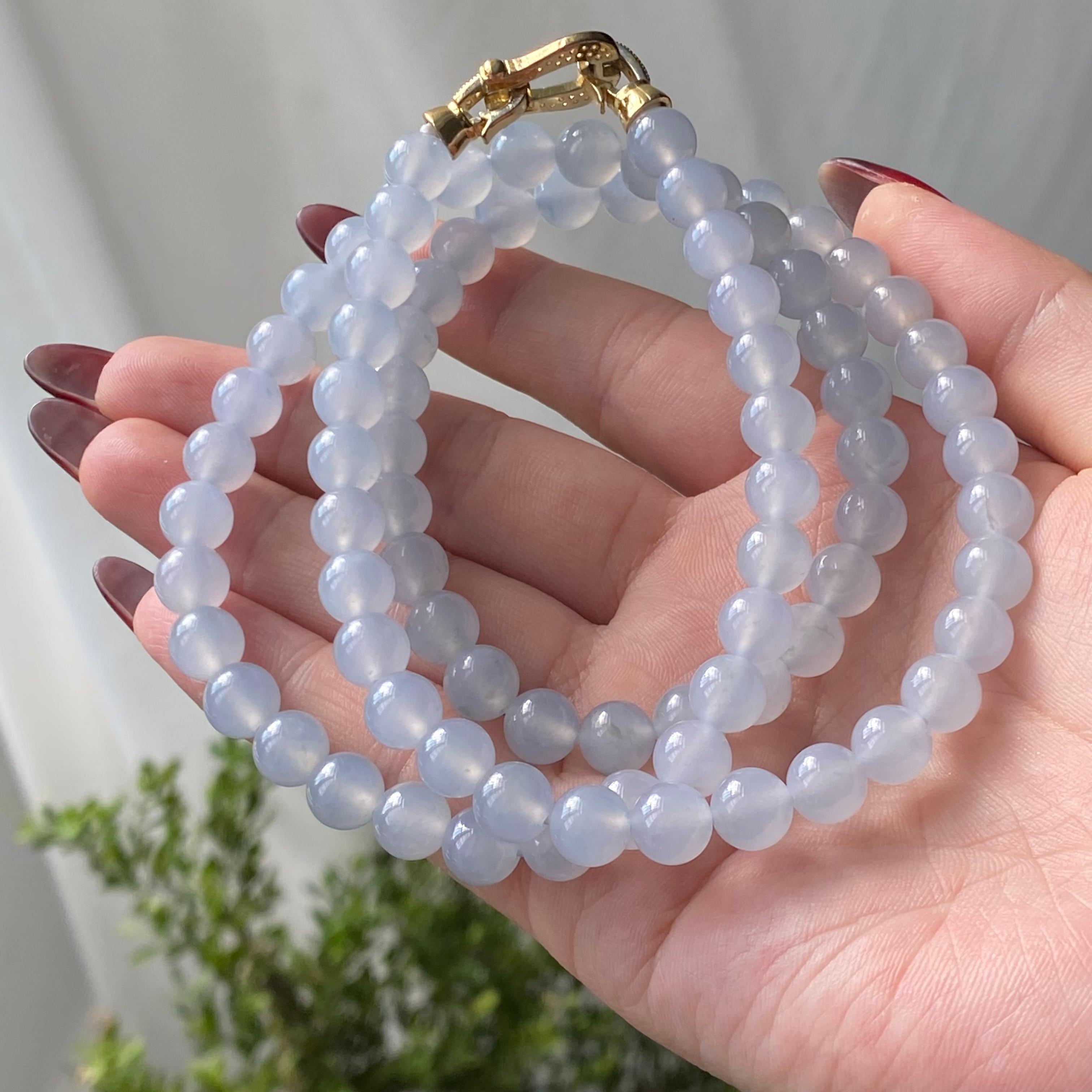 冰种蓝紫底珠链（84颗）（yc213178）