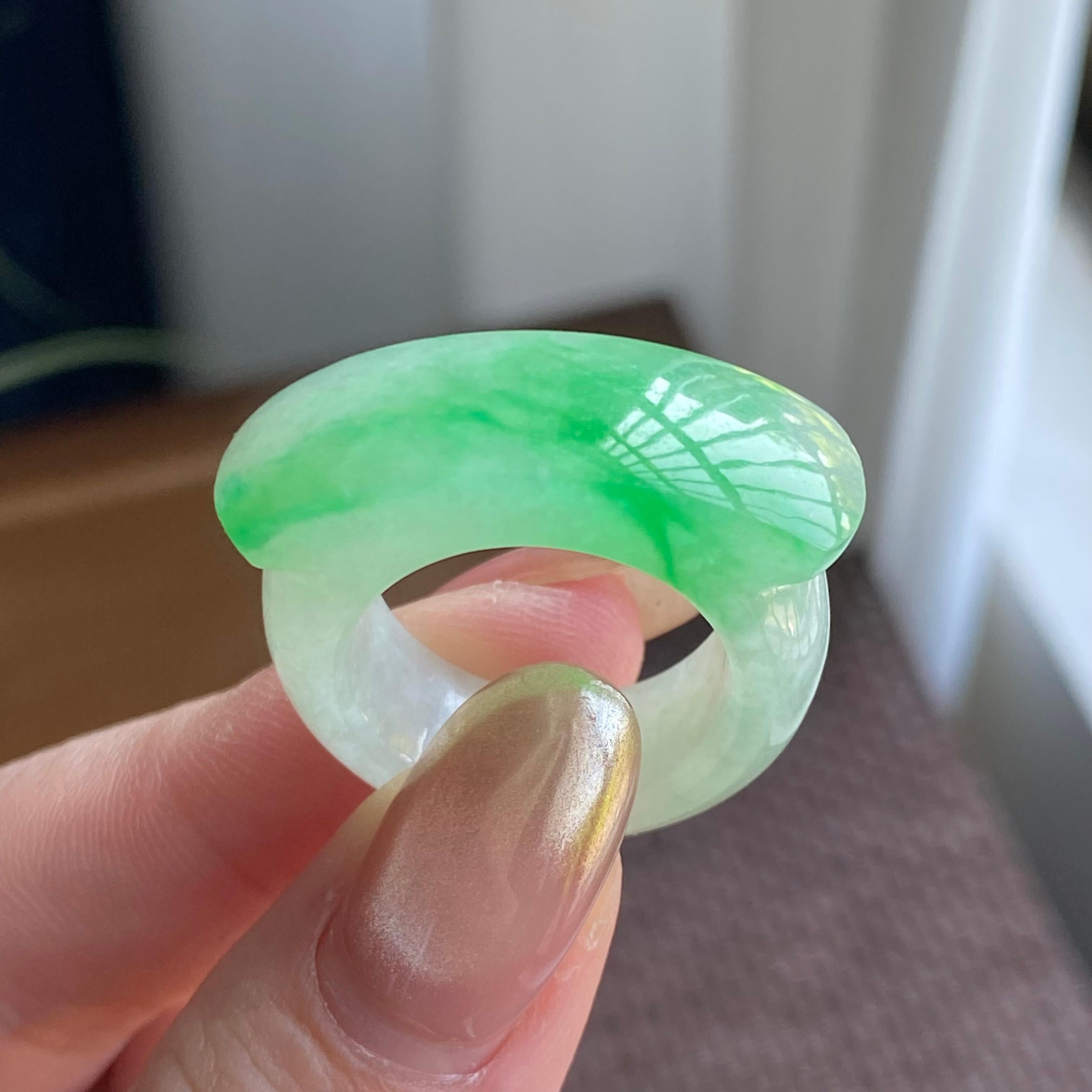 糯冰种金丝阳绿扳指（yc267891）