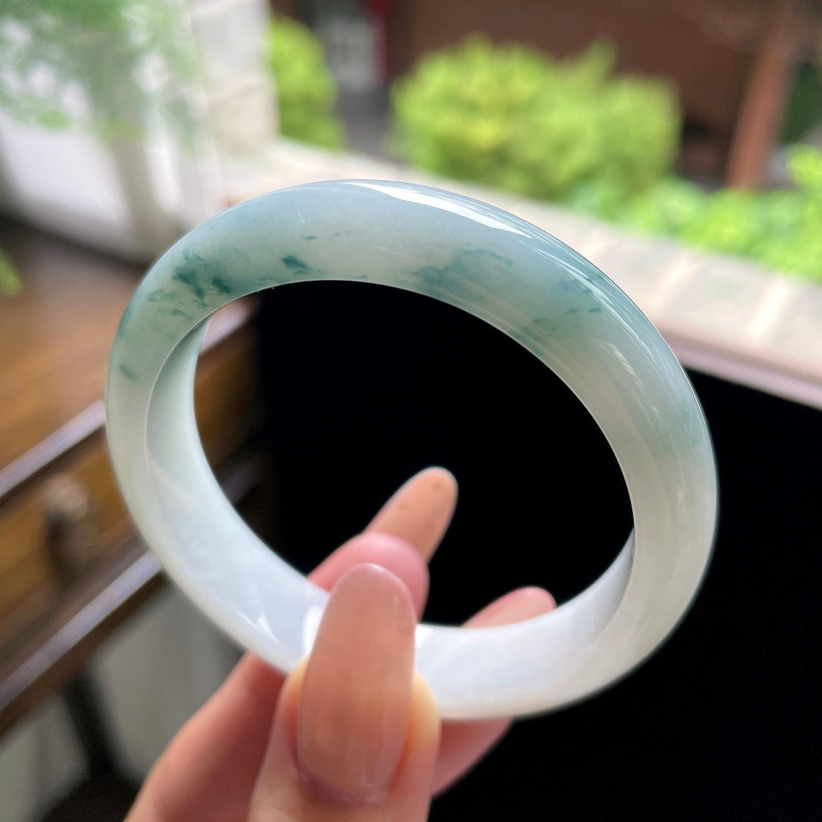 秒杀 细糯种蓝飘花正圈平安镯 52.2圈（yc709454）