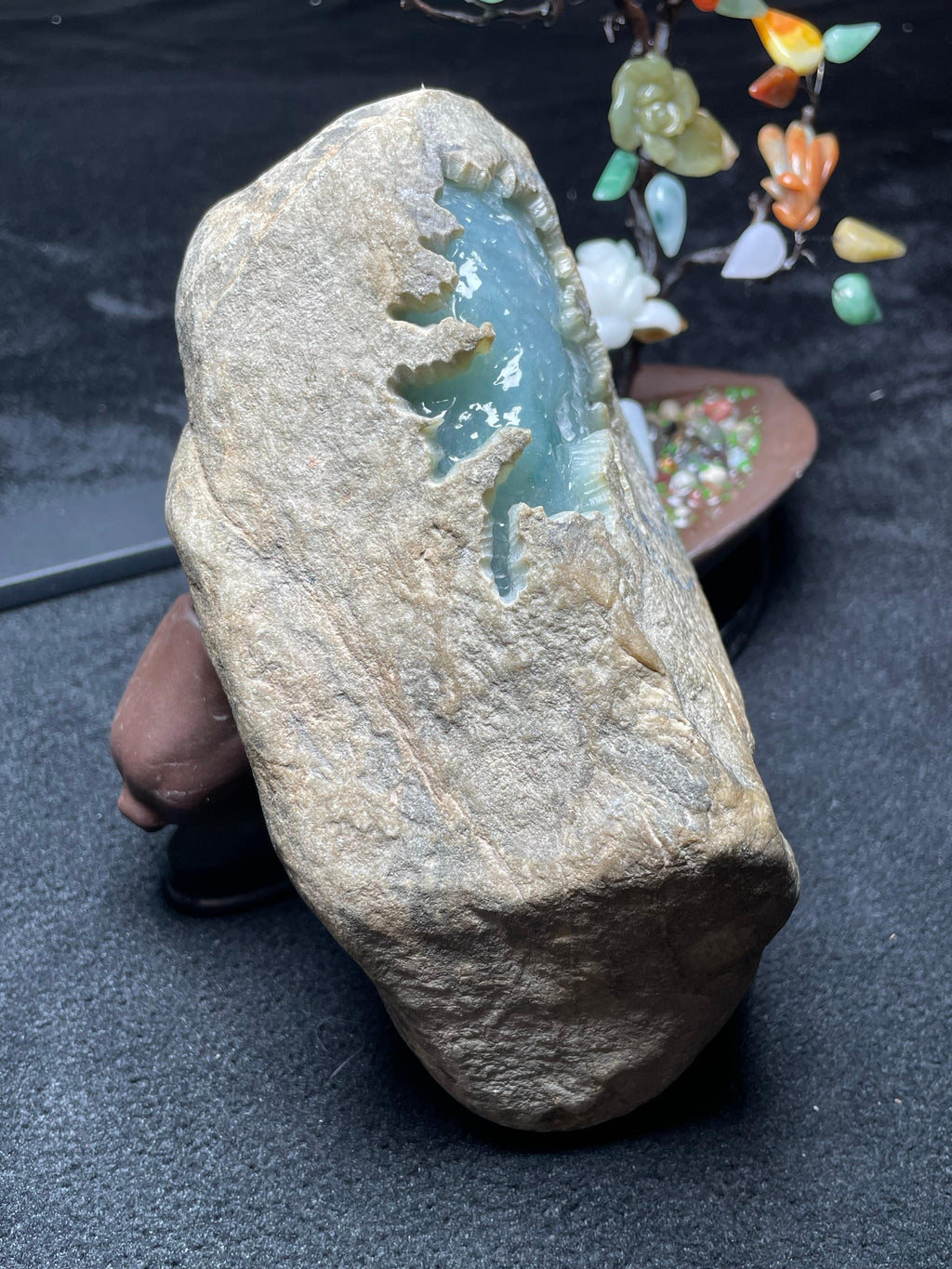 莫西沙开窗冰底飘花手镯料（yc537657）
