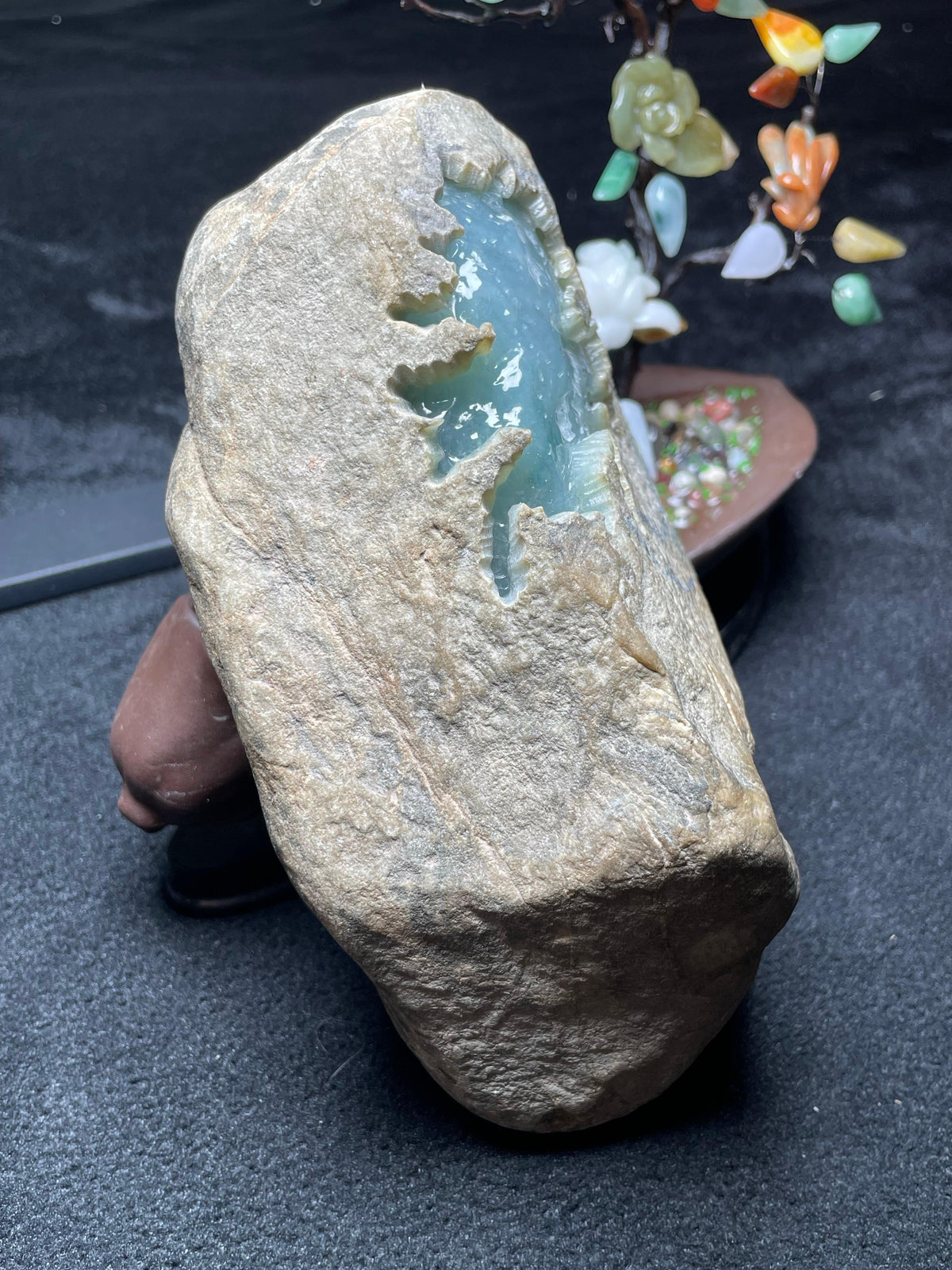 莫西沙开窗冰底飘花手镯料（yc537657）