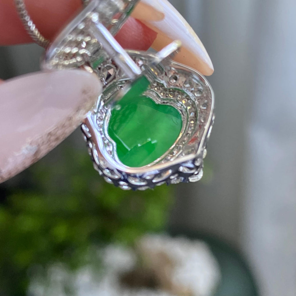 18k金钻镶冰种阳绿葫芦吊坠（yc205096）