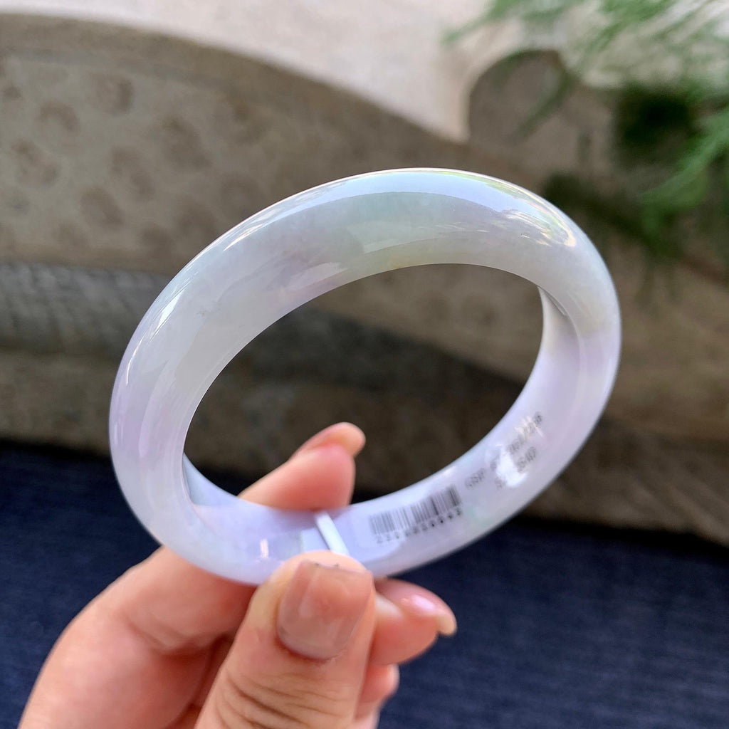 细糯种紫罗兰正圈平安镯 55圈口 天然缅甸A货翡翠（yc502571）