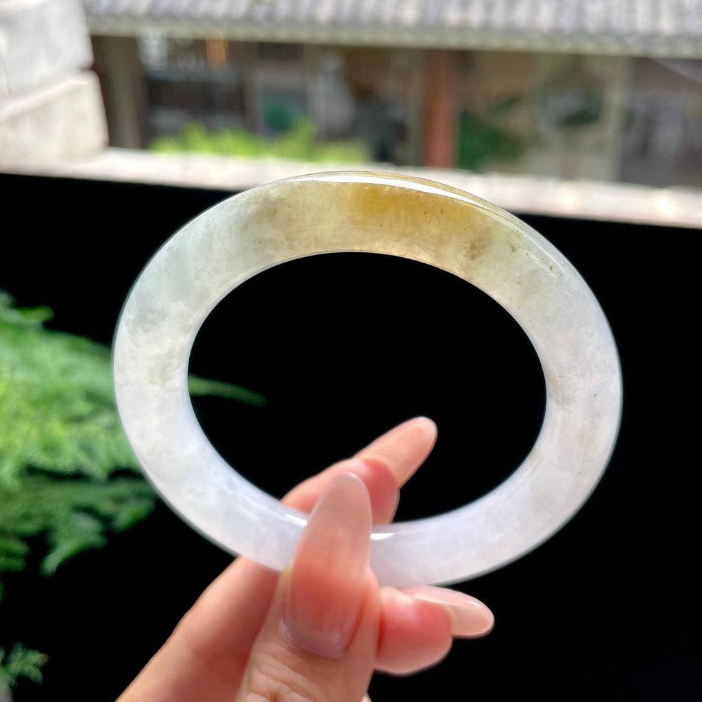 细糯种黄翡圆条 54圈口 天然缅甸A货翡翠（yc527794）