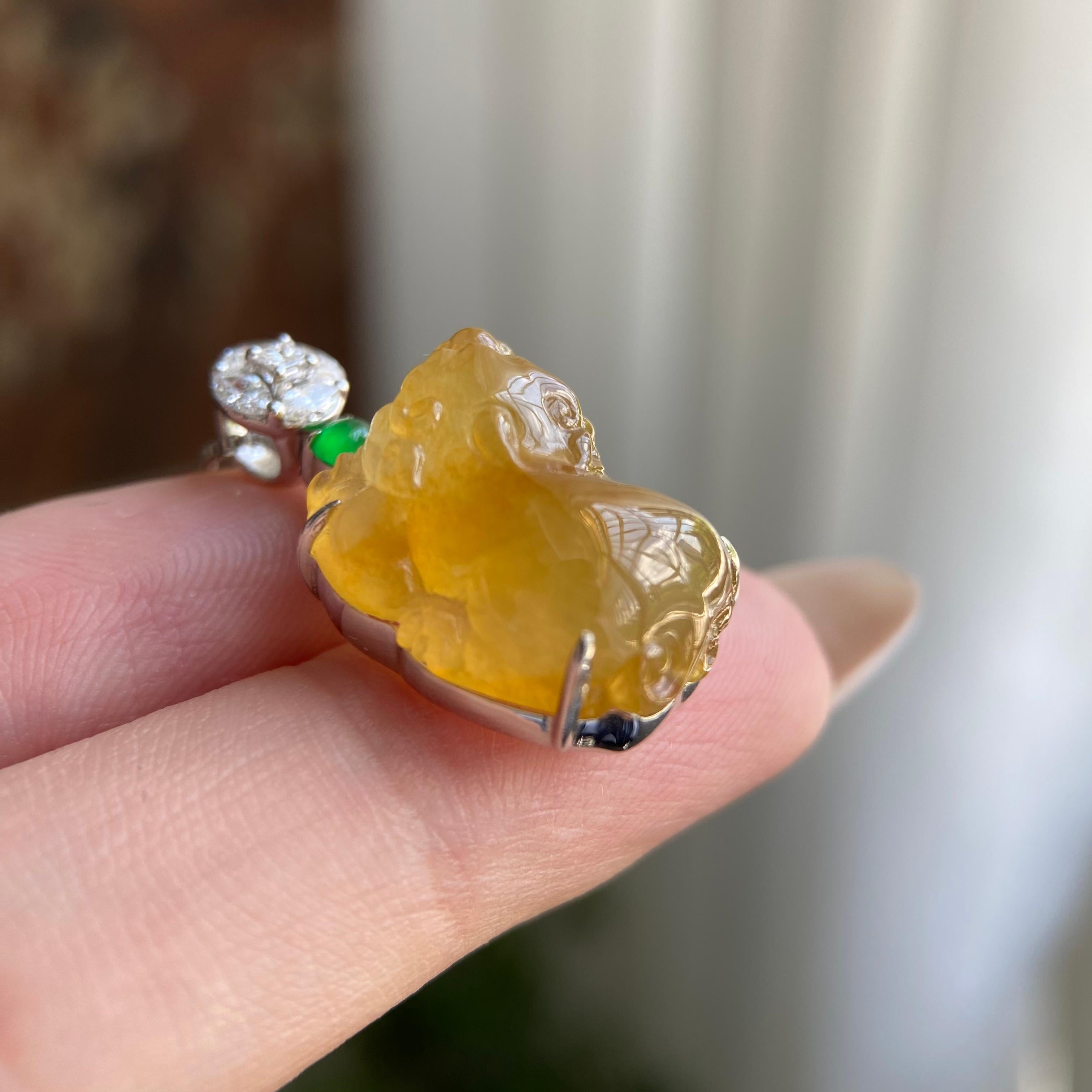 18k金钻镶冰种黄翡貔貅吊坠（yc209945）