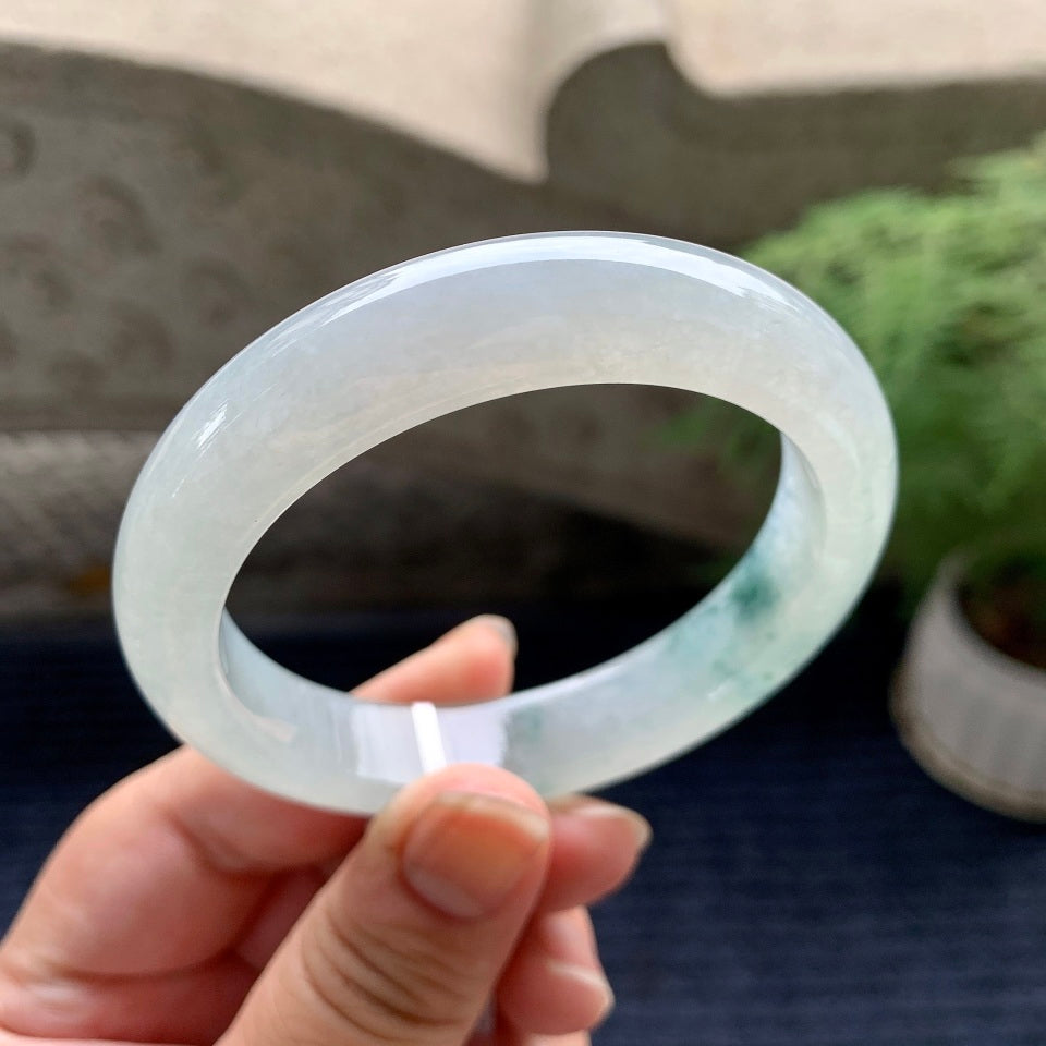 糯冰种飘花平安镯（56.3mm）（yc089911）