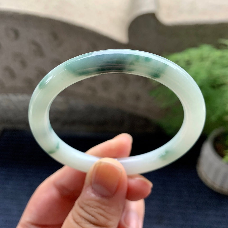 糯种飘花贵妃手镯（53.6mm）（yc093443）