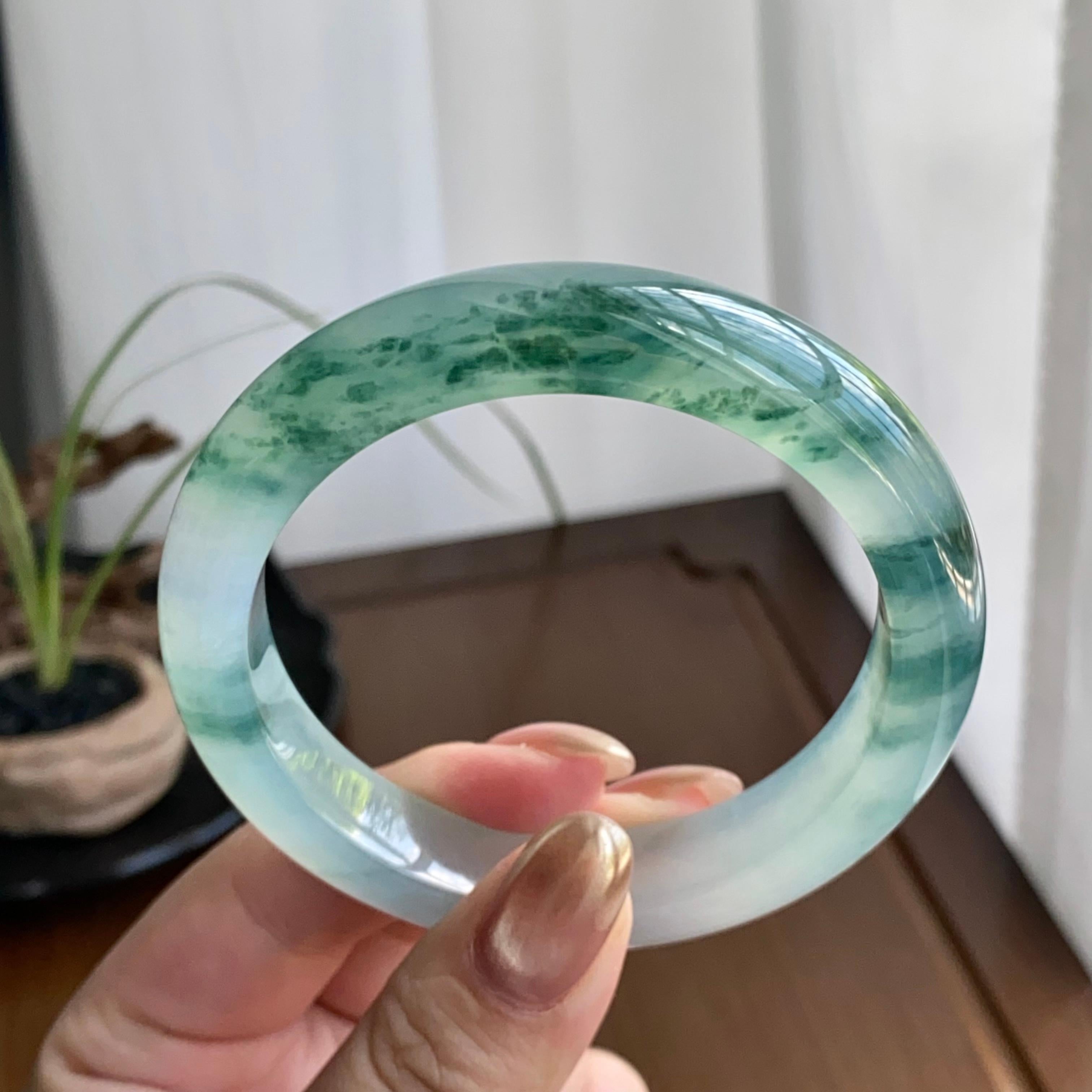 冰种飘花平安镯（57圈）（yc259116）