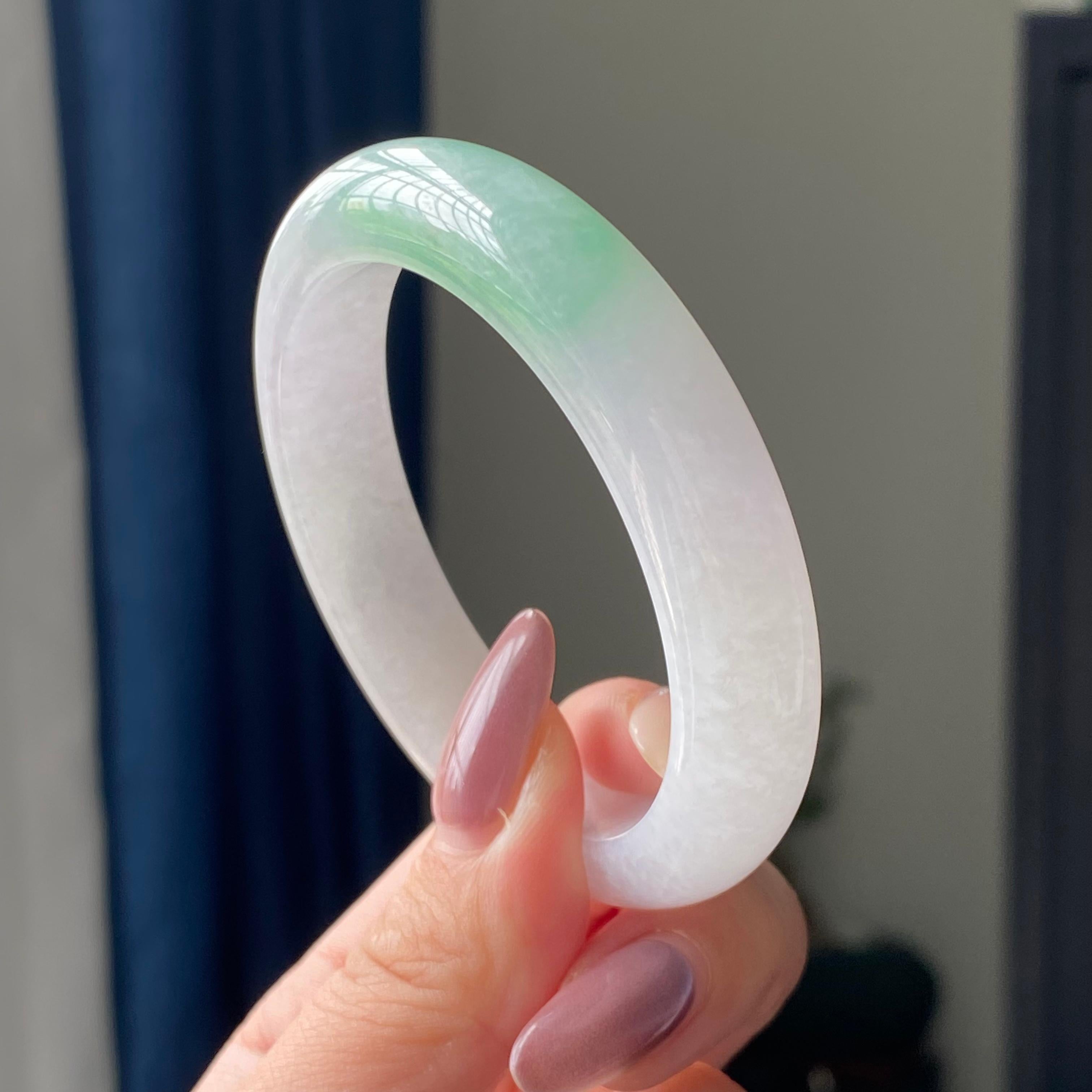 细糯种白底青平安镯手镯（53圈）（yc195669）