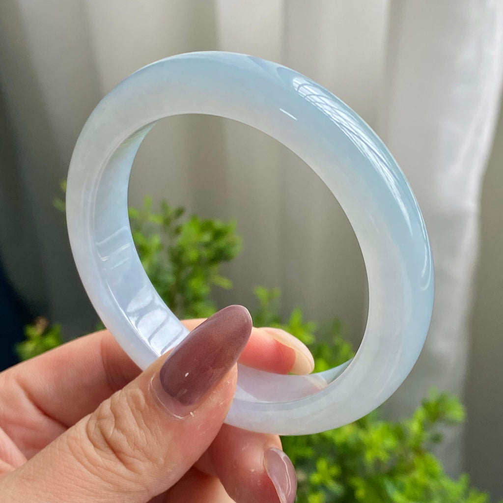 糯冰种天空蓝平安镯（54圈）（yc200590）