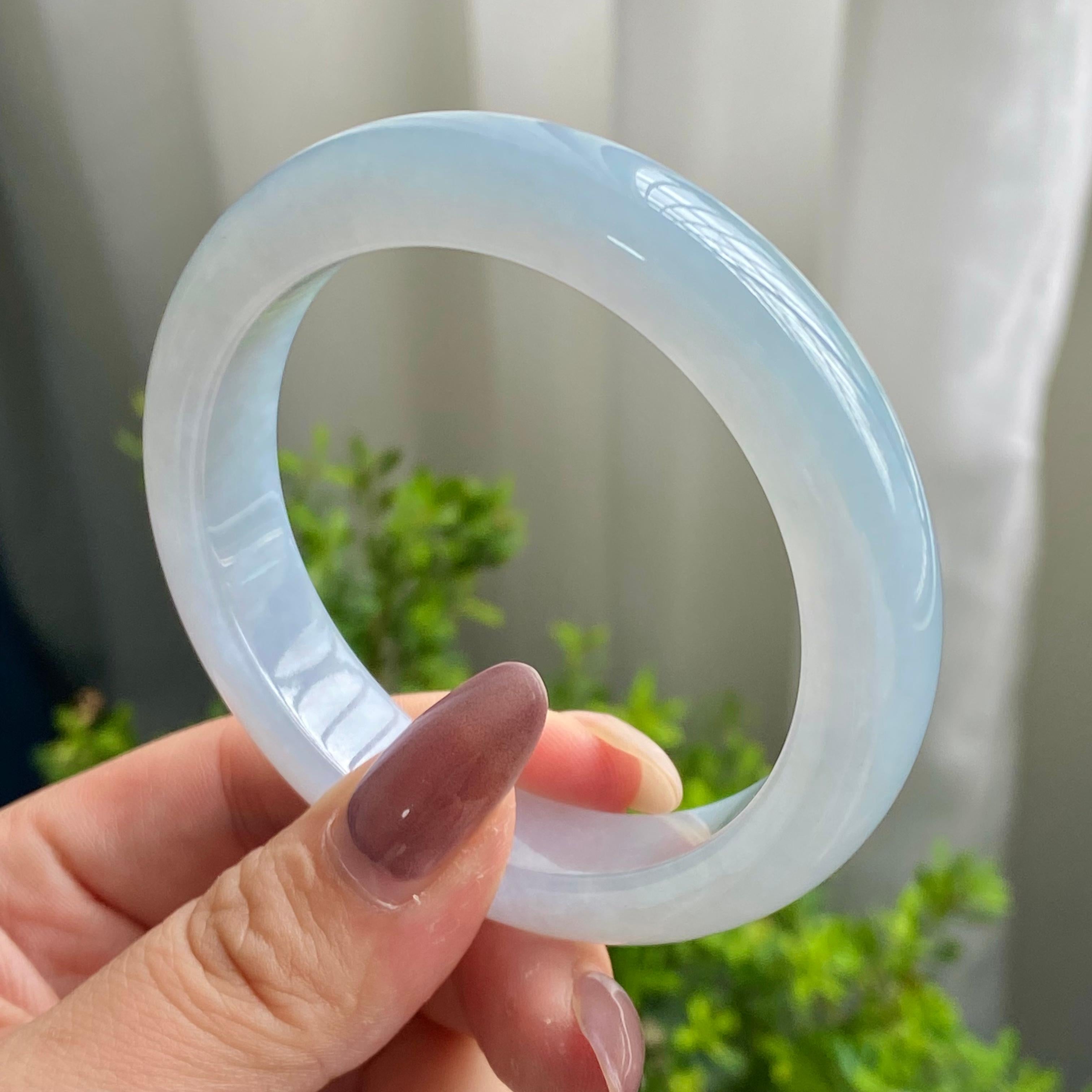 糯冰种天空蓝平安镯（54圈）（yc200590）