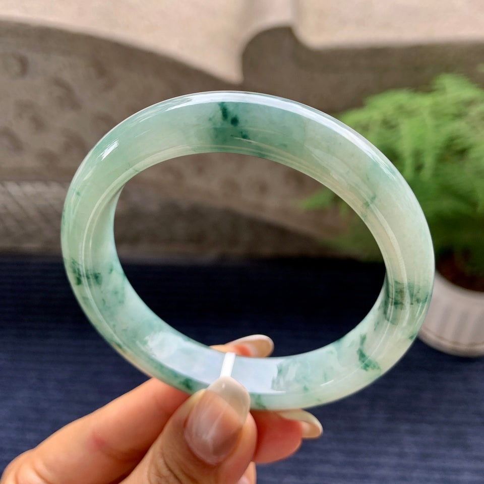 糯冰种飘花平安镯（57.6mm）（yc081145）