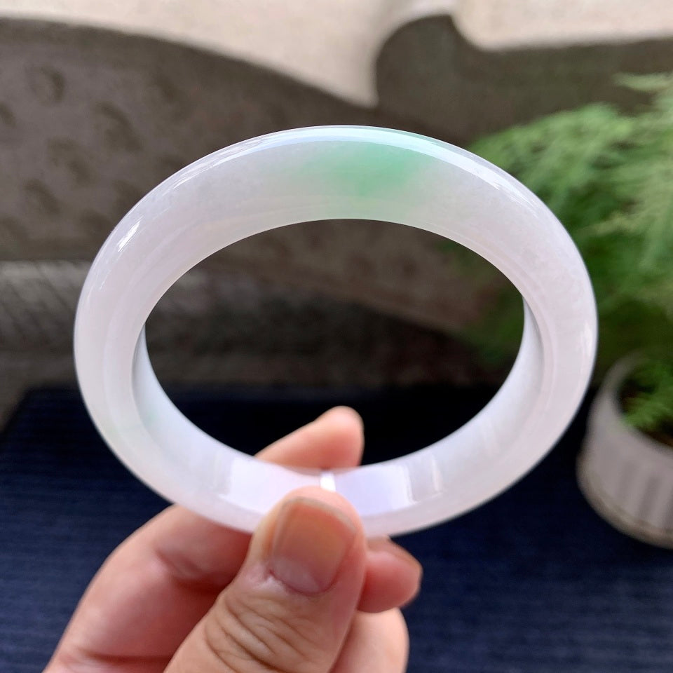 细糯种飘绿平安镯（58mm）（yc098125）