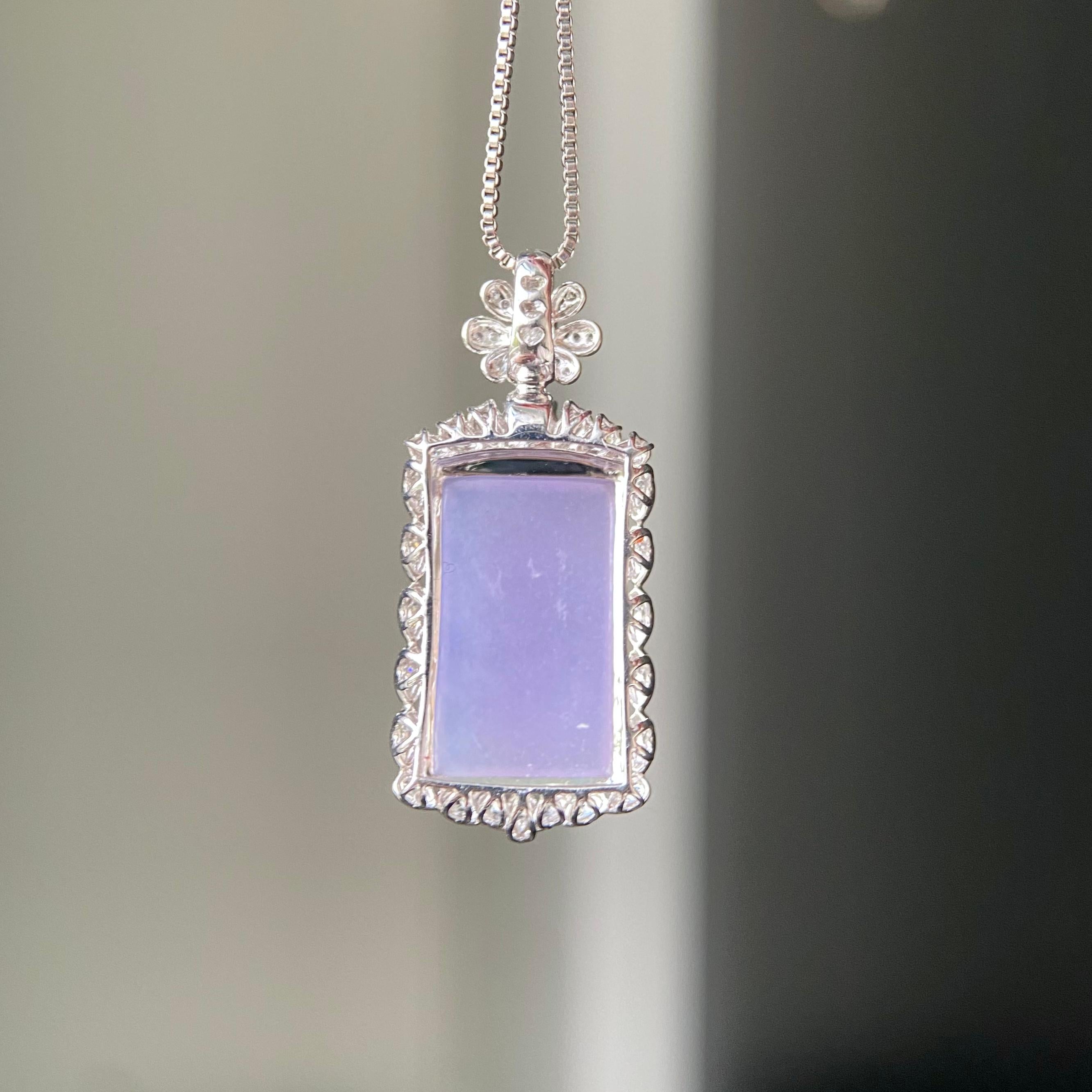 18k金钻镶冰种紫罗兰无事牌吊坠（yc216840）