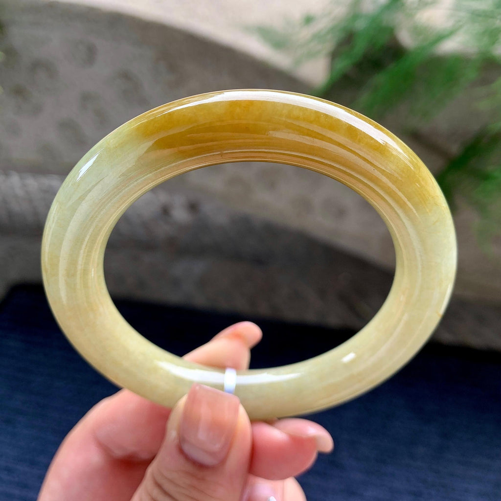 细糯种黄翡圆条手镯 57圈口 （yc537871）