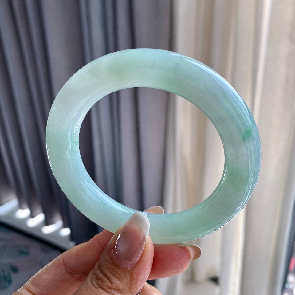 细糯种带底色飘花圆条手镯（56.8mm）（yc079224）