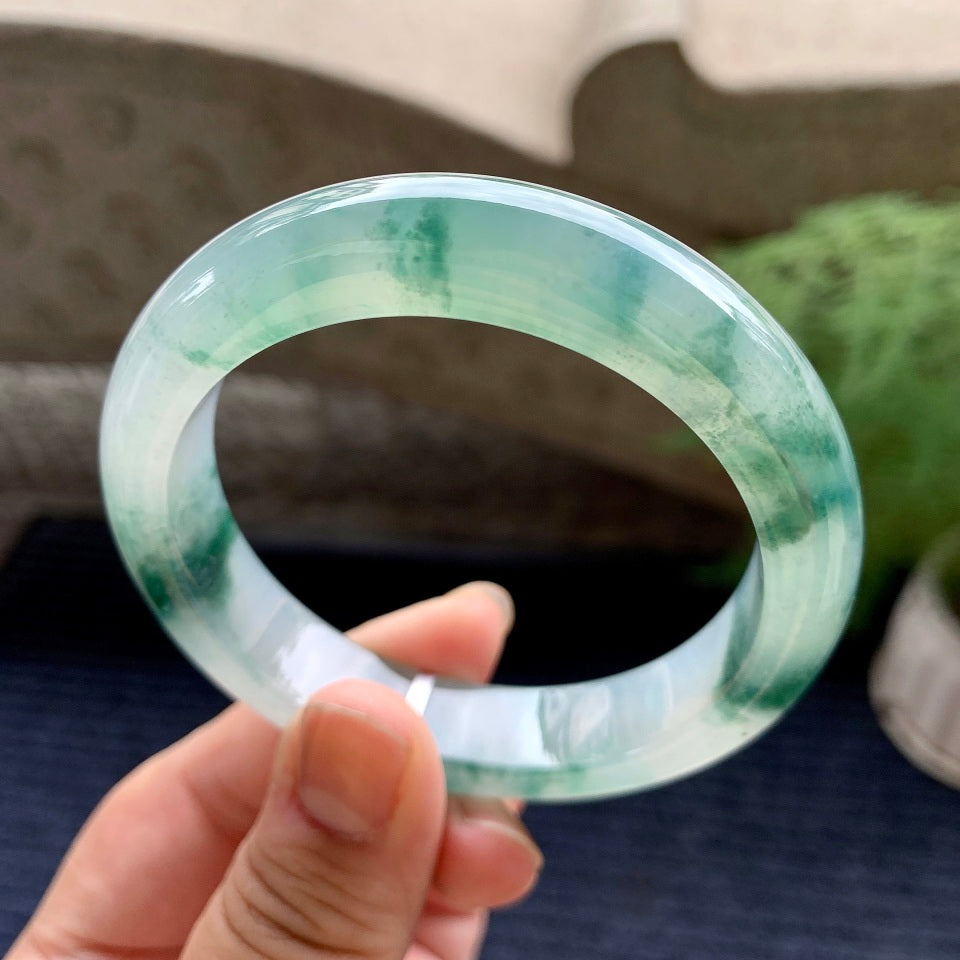 糯冰种飘花平安镯（56.6mm）（yc116152）