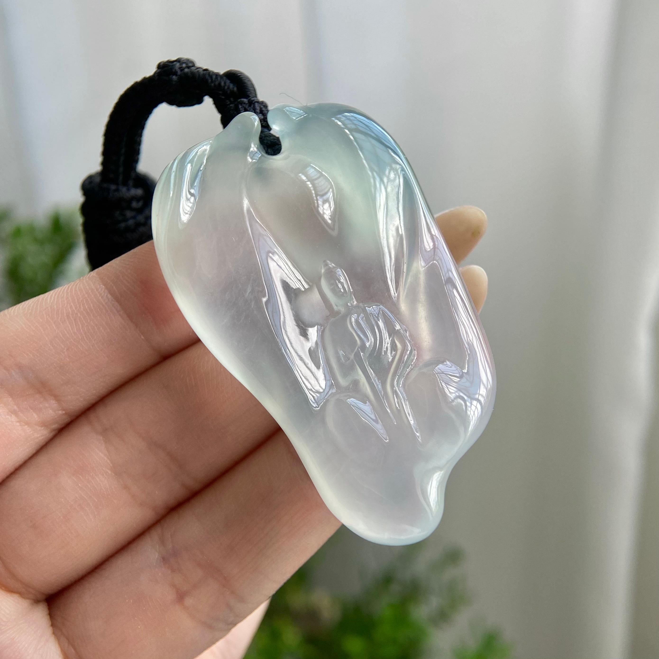 冰种淡晴底悟道牌吊坠（yc216284）