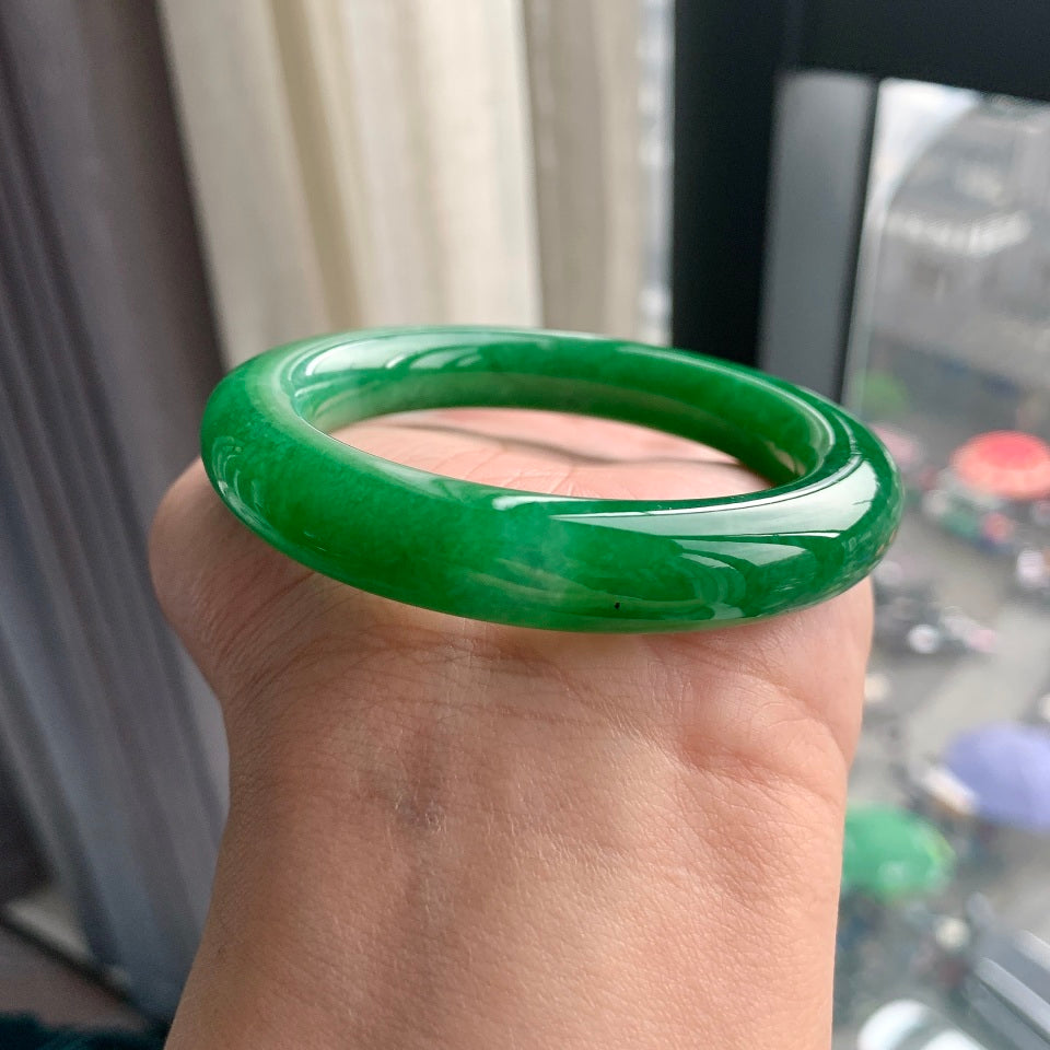 细糯种满绿圆条手镯（55mm）（yc093328）