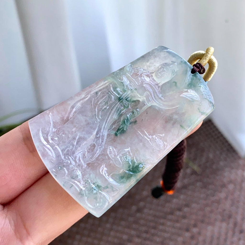 冰种飘花度母牌吊坠（yc265643）