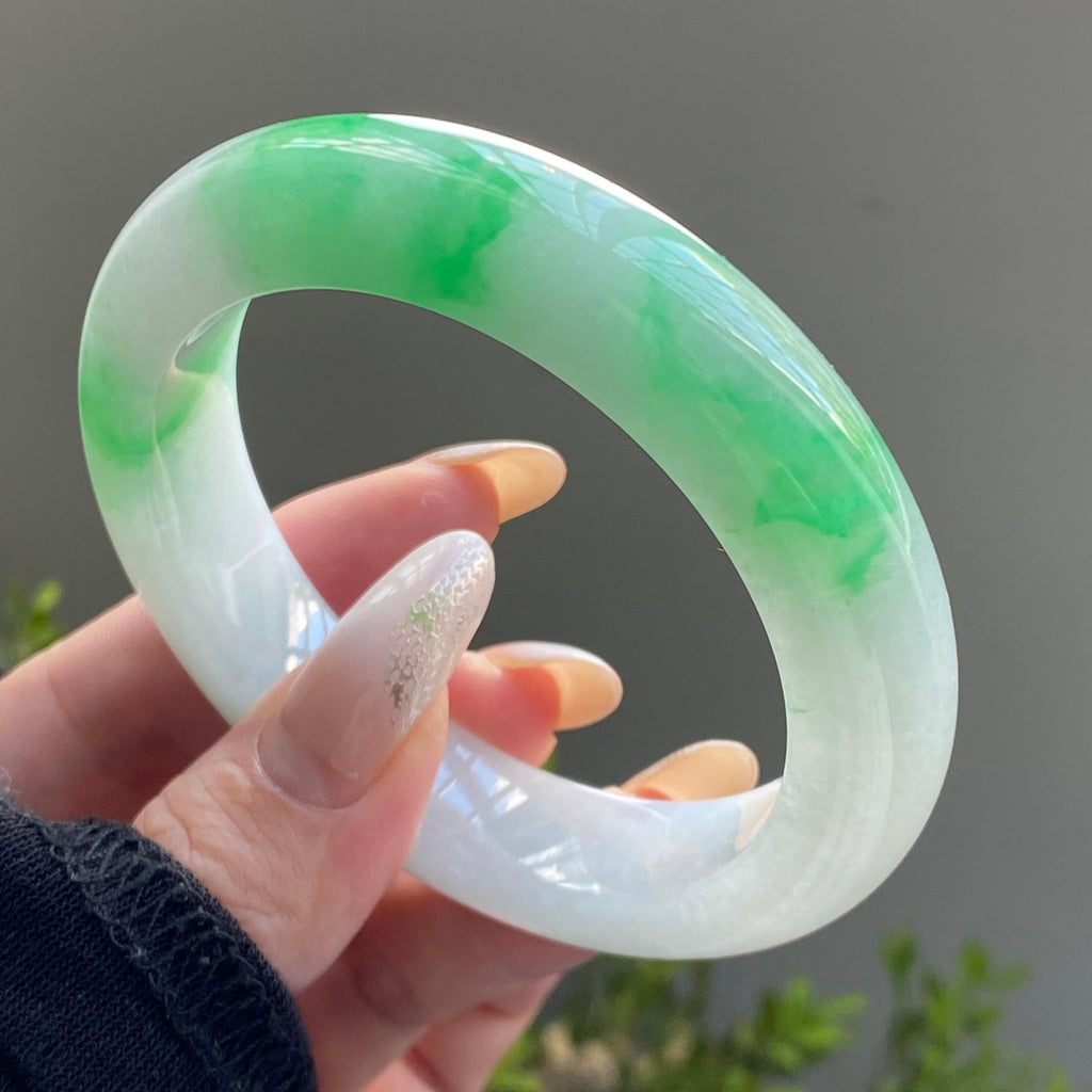 细糯种白底青平安镯（56圈）（yc225409）