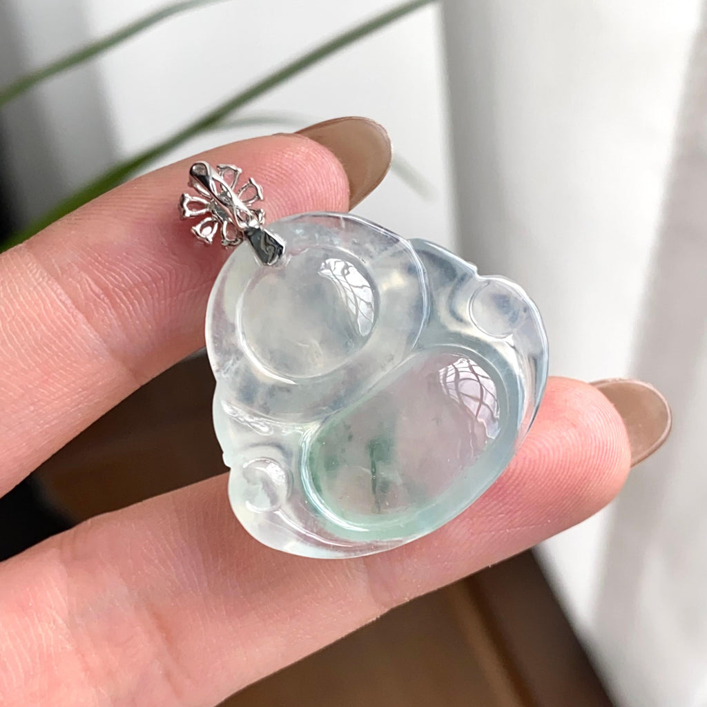 18k金钻镶冰种飘花佛公吊坠（yc262727）