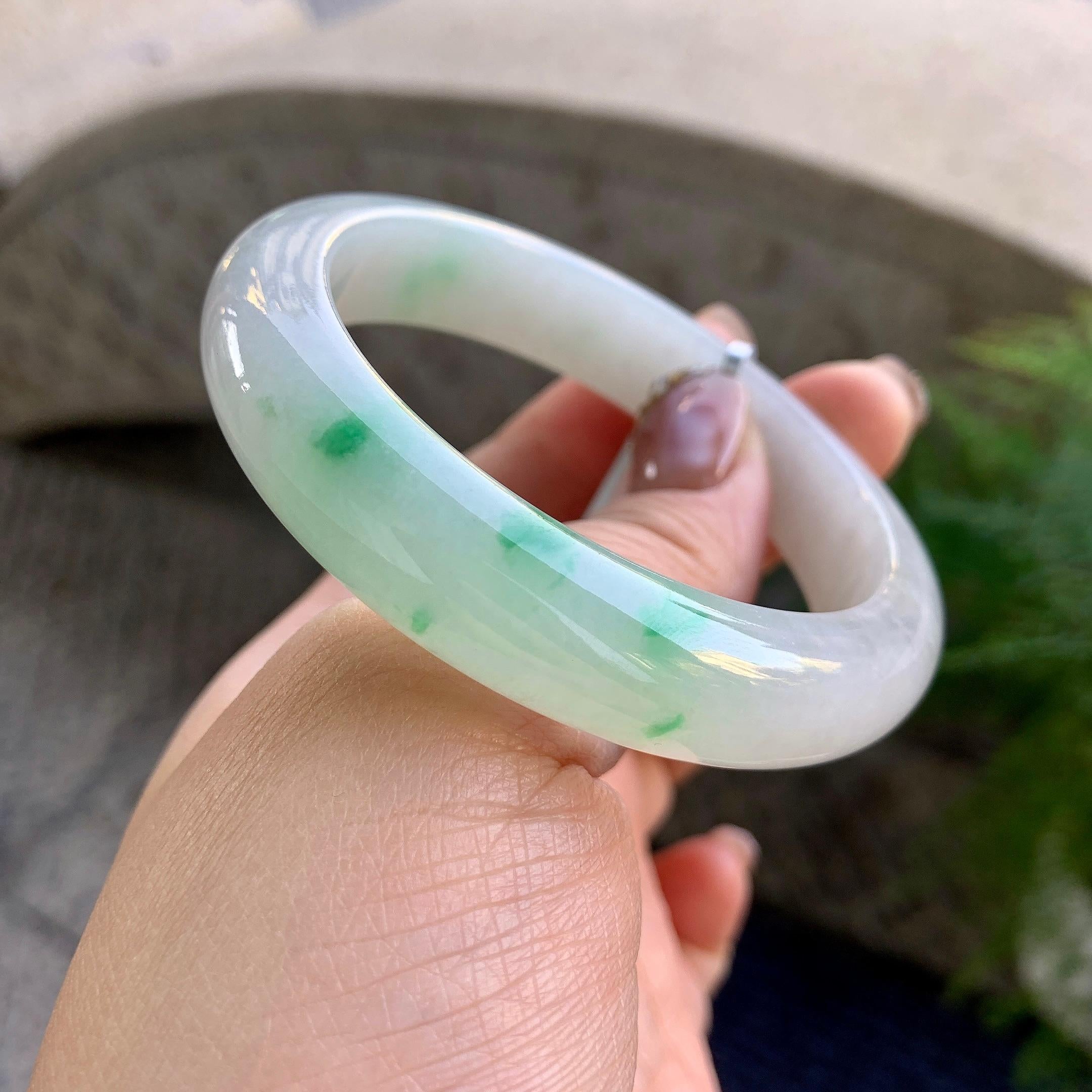 糯冰种飘花平安镯（55.2mm）（yc276213）