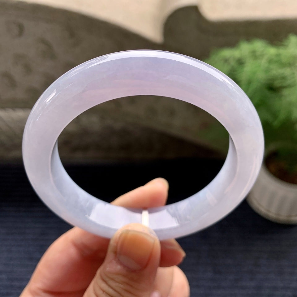 糯冰种淡紫罗兰平安镯（57.4mm）（yc081788）