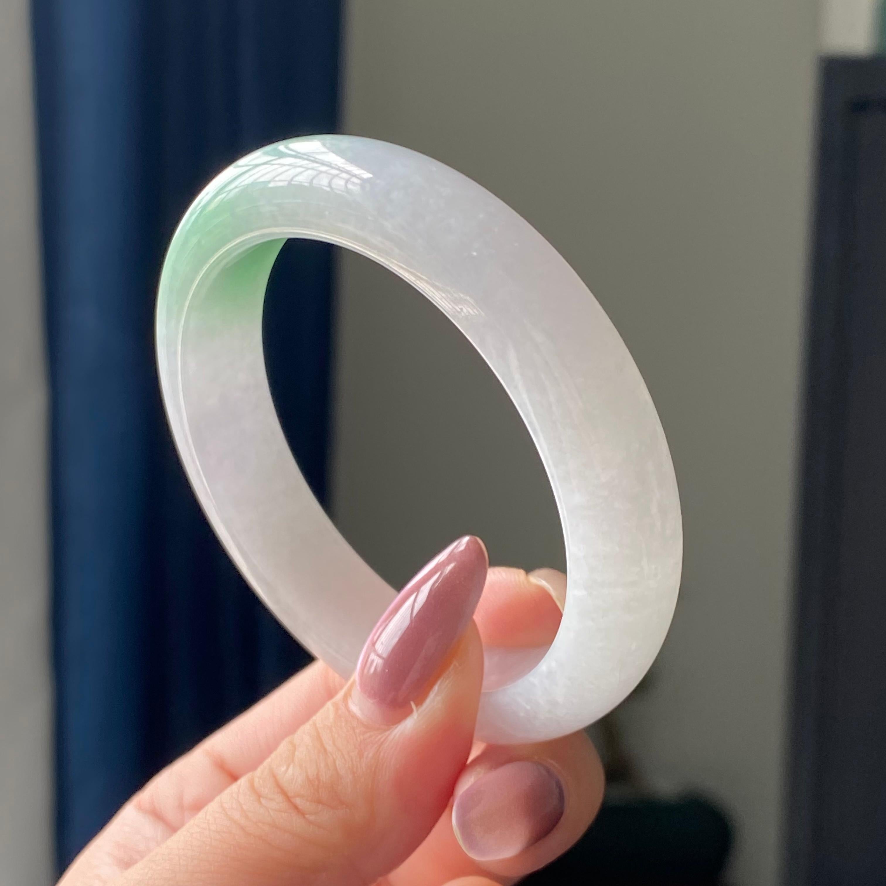 细糯种白底青平安镯手镯（53圈）（yc195669）