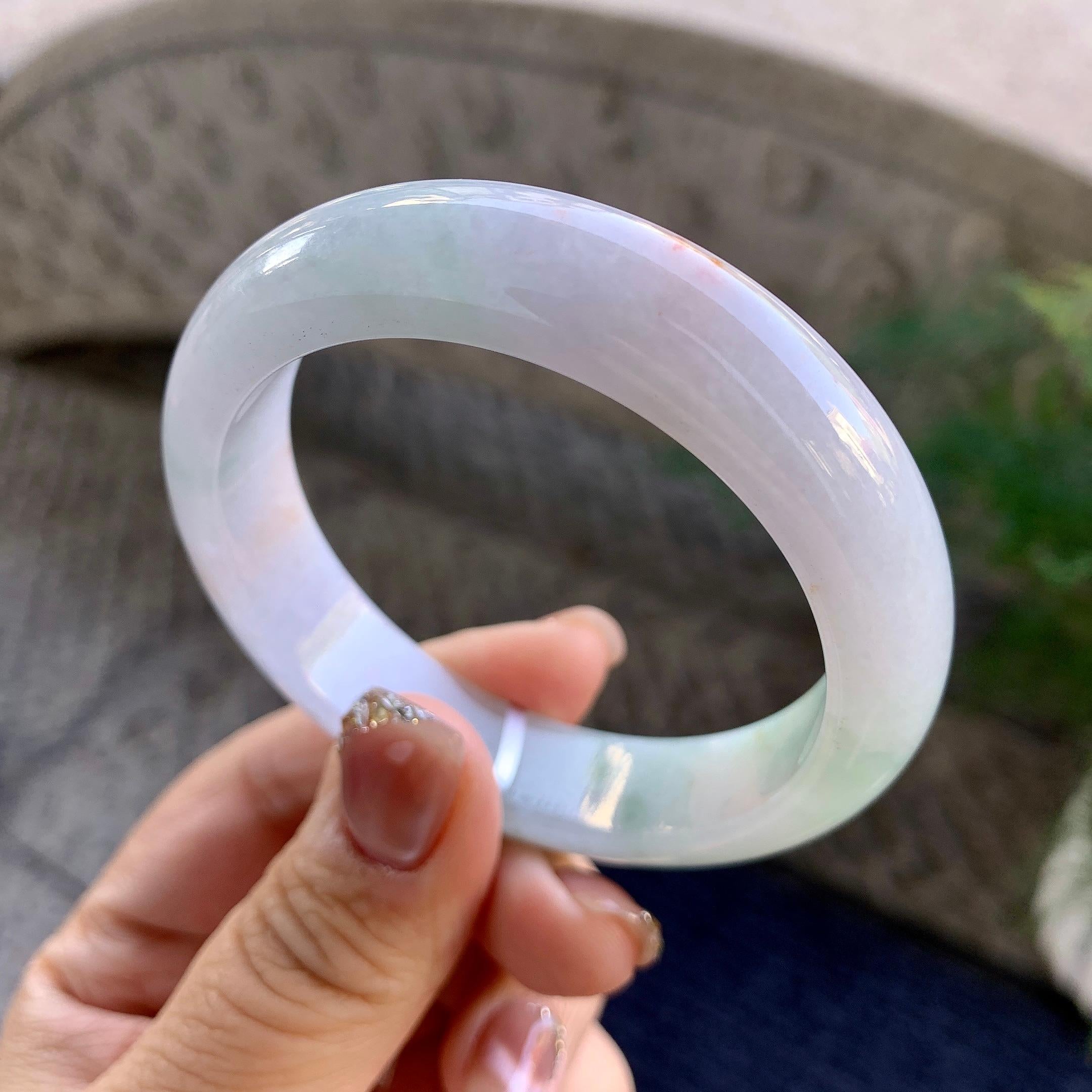 糯种洒红翡平安镯（54mm）（yc276206）