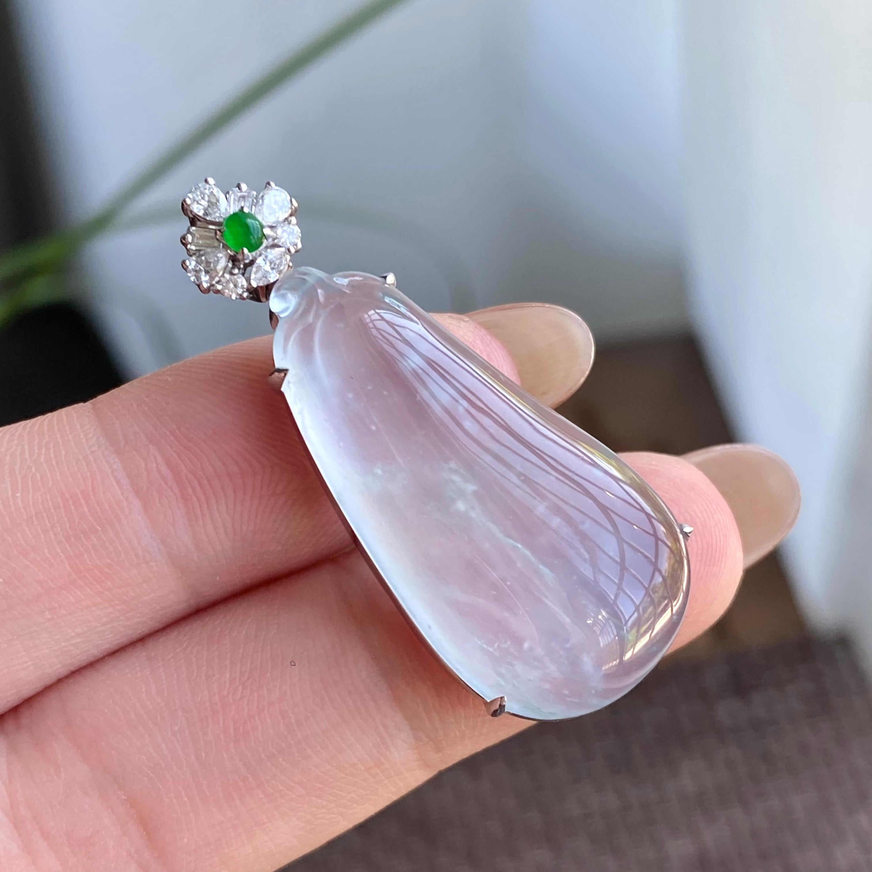 18k金钻镶冰种雪花棉福瓜吊坠（yc266151）