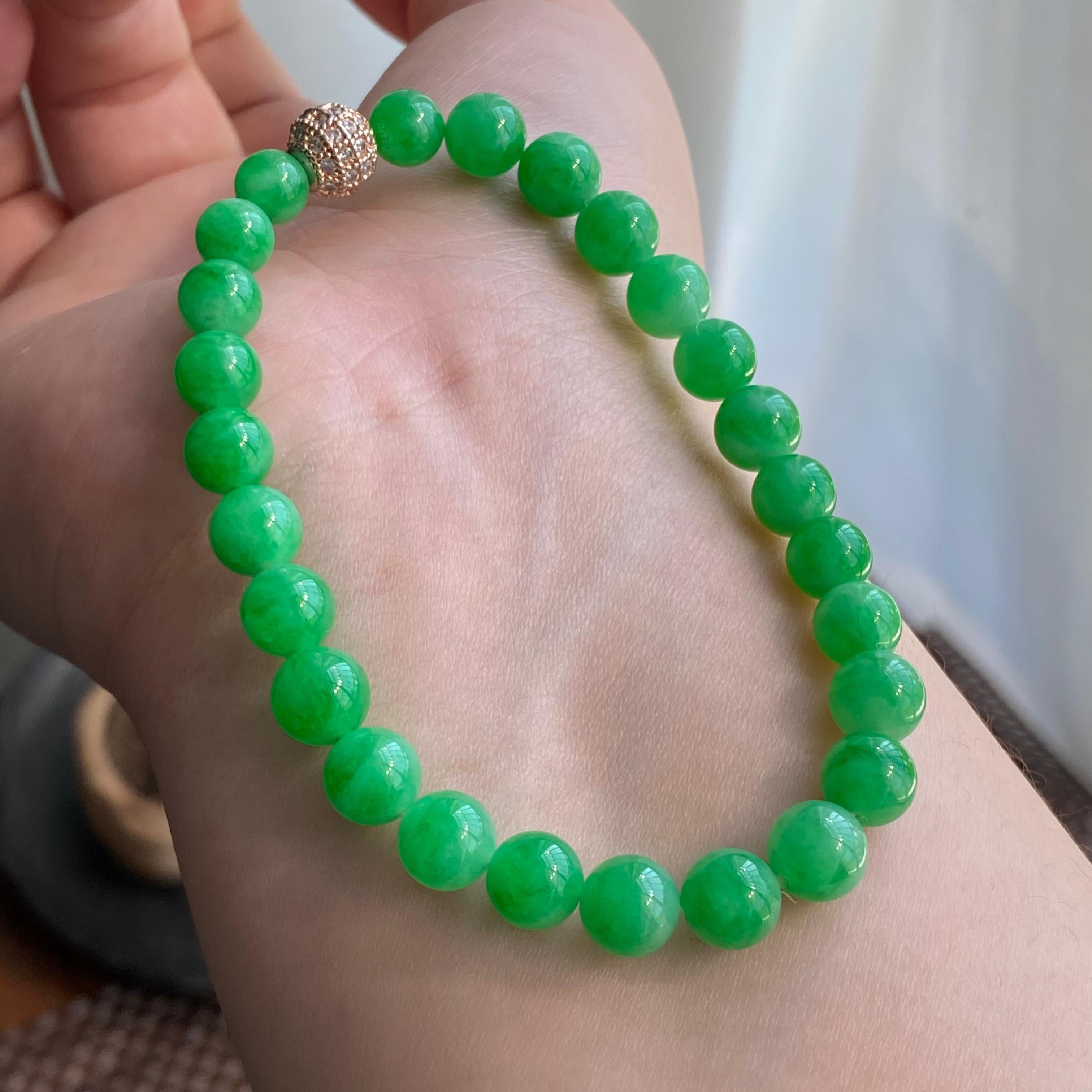 细糯种阳绿单圈手串（26颗）（yc264921）