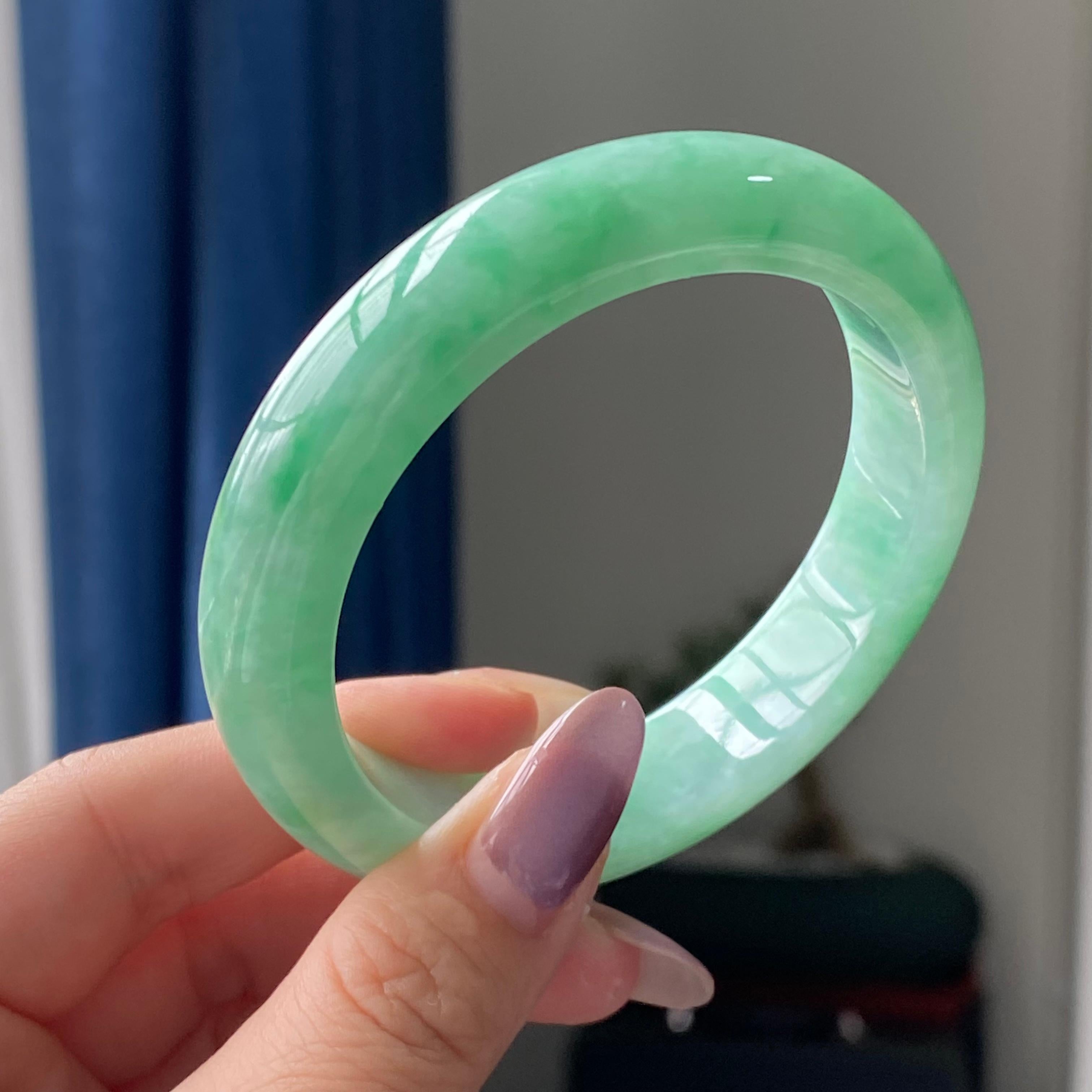 细糯种满绿平安镯手镯（57圈）（yc196859）