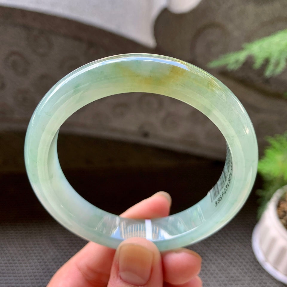 糯冰晴底飘花黄翡平安镯（57.8mm）（TF07093601）