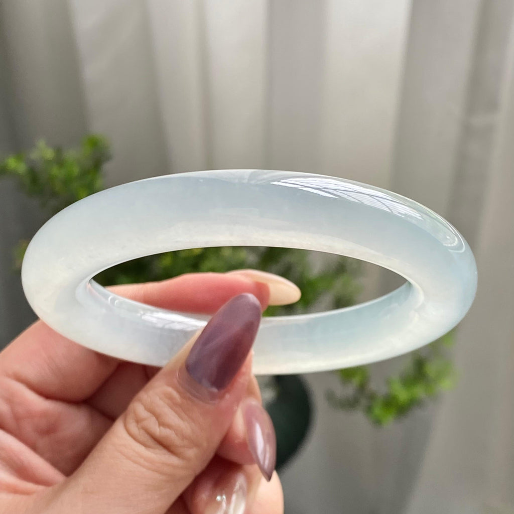 冰种白月光圆条手镯（58）（yc199716）