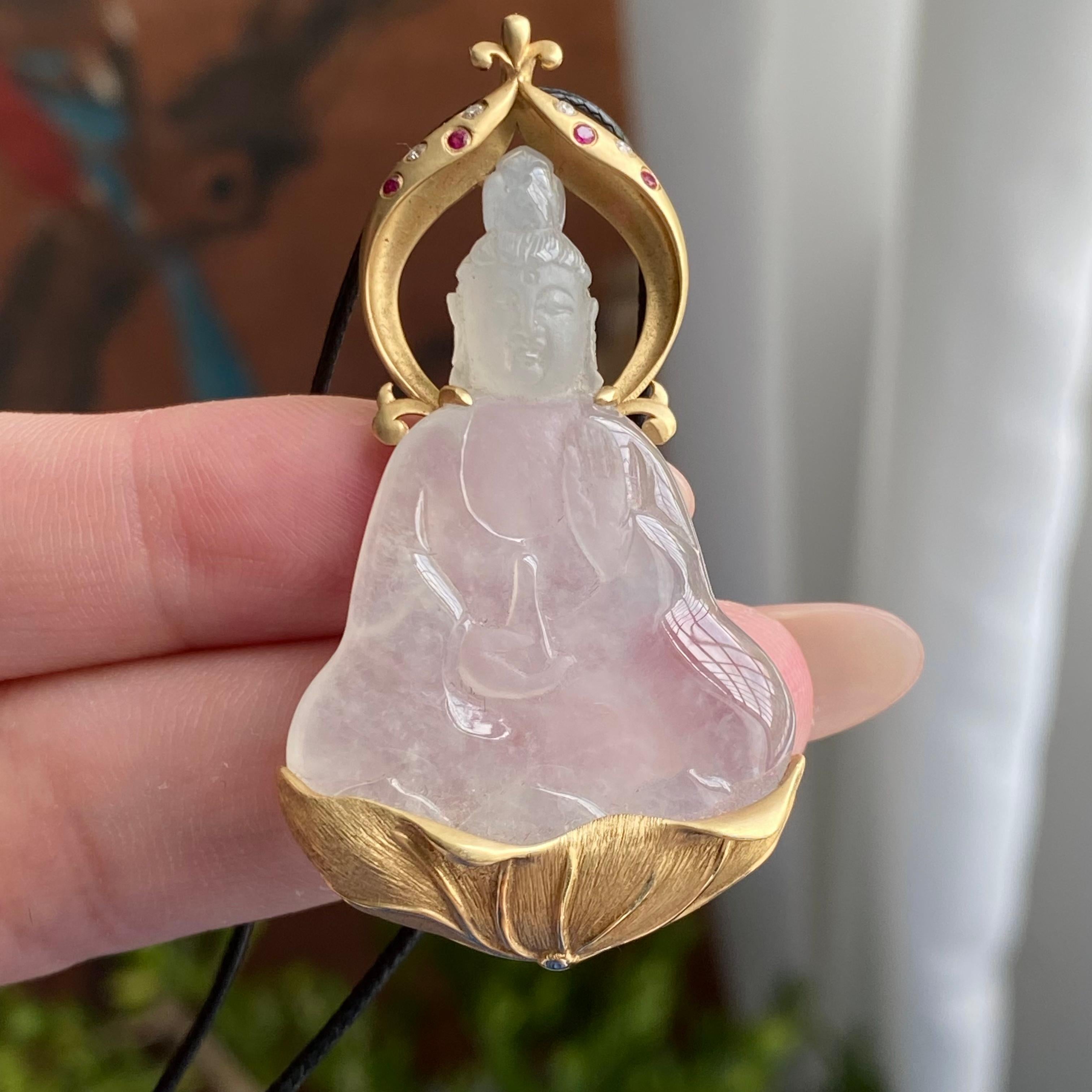 18k金镶冰种白月光观音吊坠（yc235109）