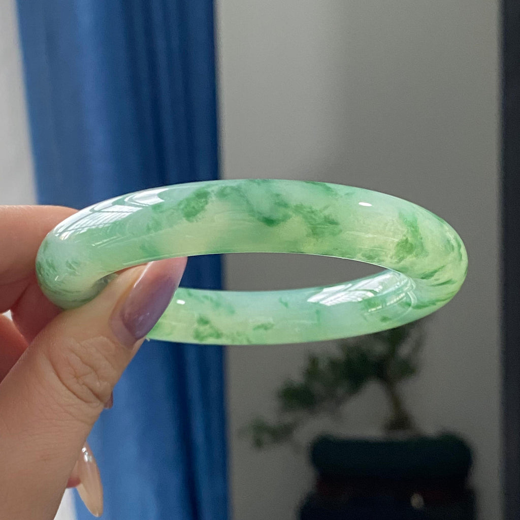 冰种飘花圆条手镯（57圈）（yc195754）