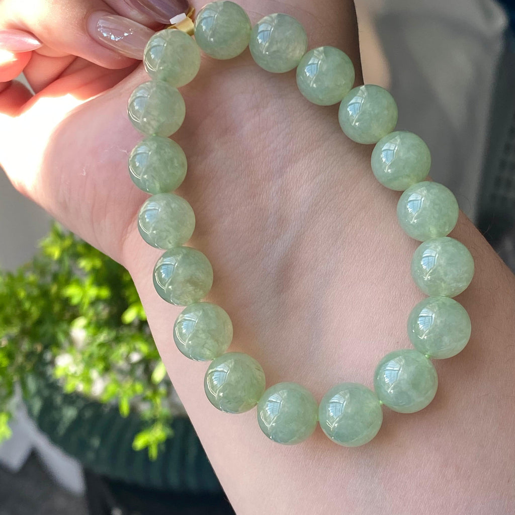 糯冰种湖水绿单圈手串（18颗）（yc203055）
