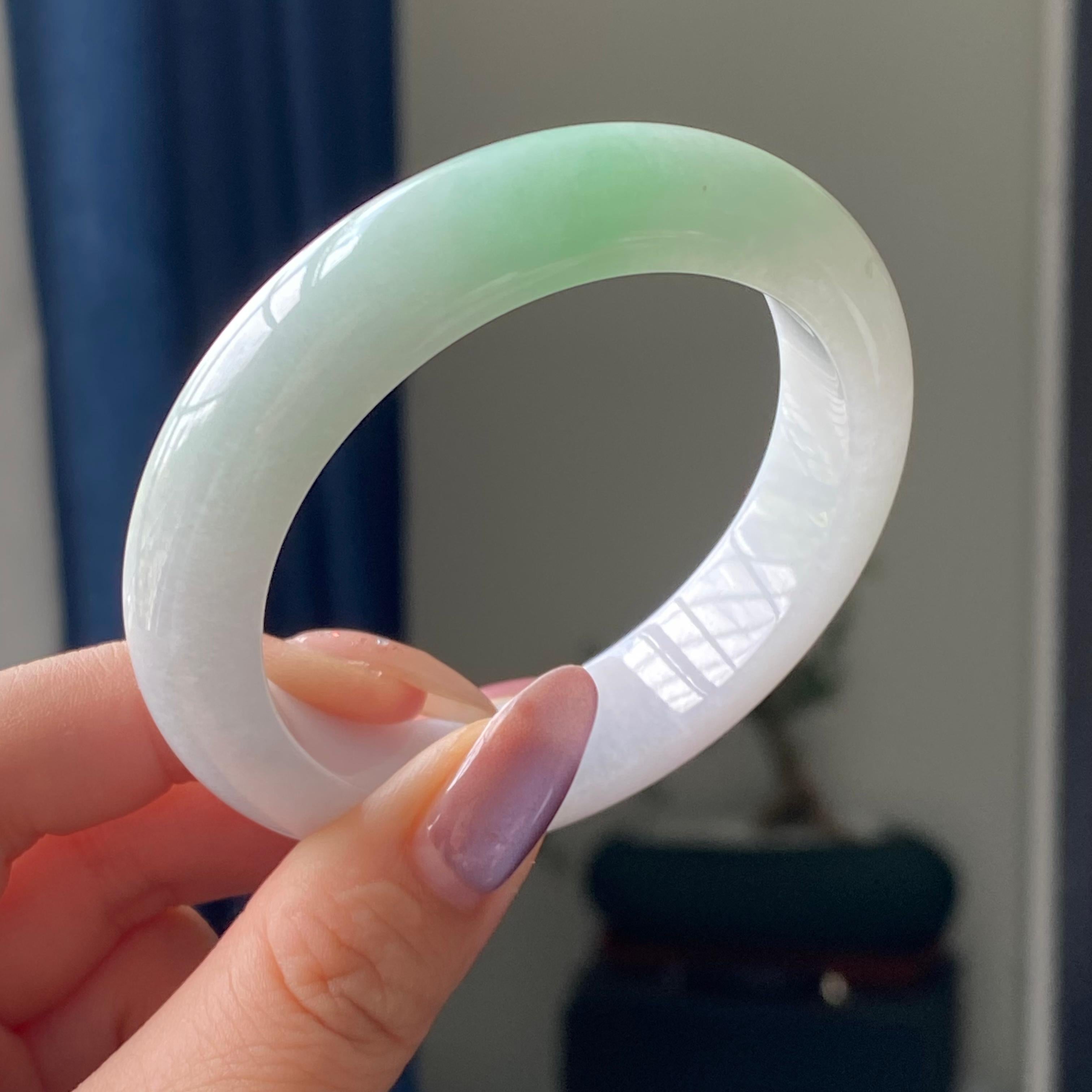 细糯种白底青平安镯手镯（53圈）（yc195663）