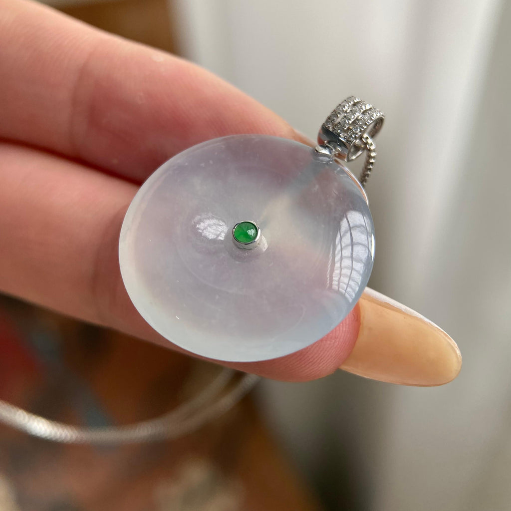 18k金钻镶冰种白月光平安扣吊坠（yc223794）