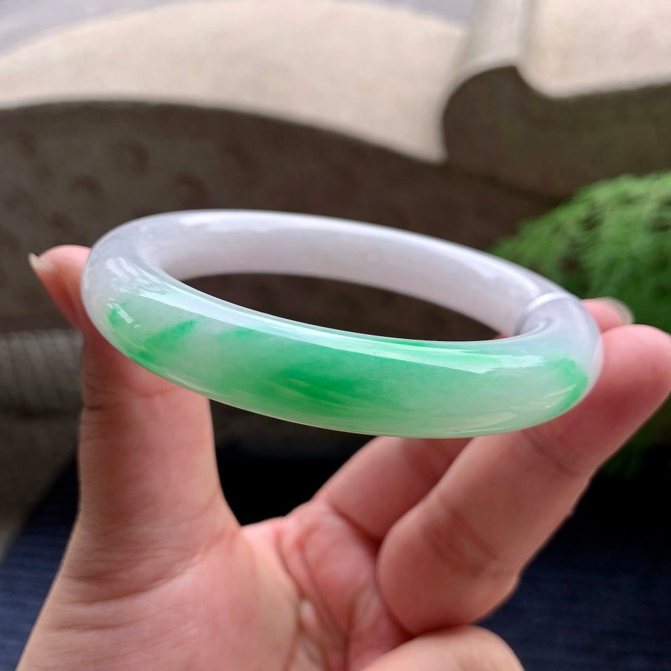 细糯种飘阳绿圆条手镯（58.3mm）（yc107275）